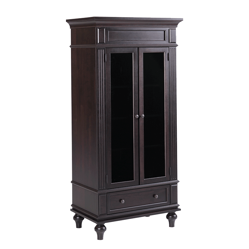 Trf hampton bun foot glass door armoire