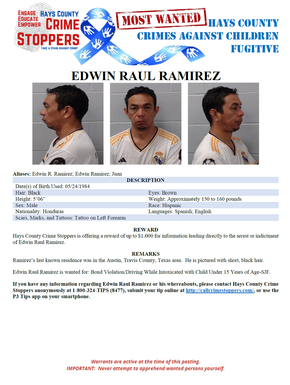 Ramirez most wanted poster