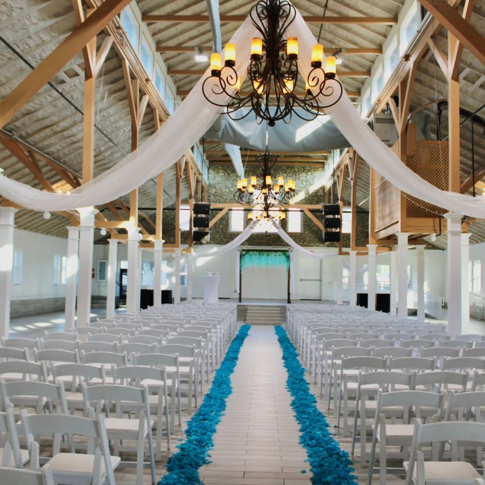 Blue aisle   palace of riverbend wedding venue