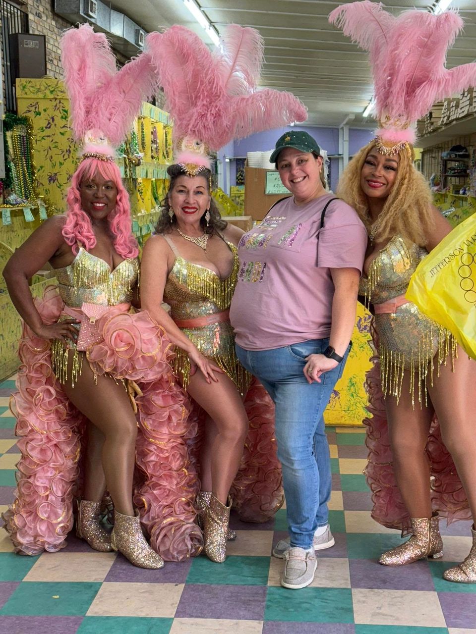 Some of our happy customers in costumes made with fabric and sequins from Jefferson Variety.