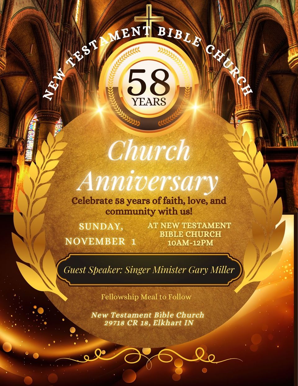 Brown & gold classic church anniversary flyer