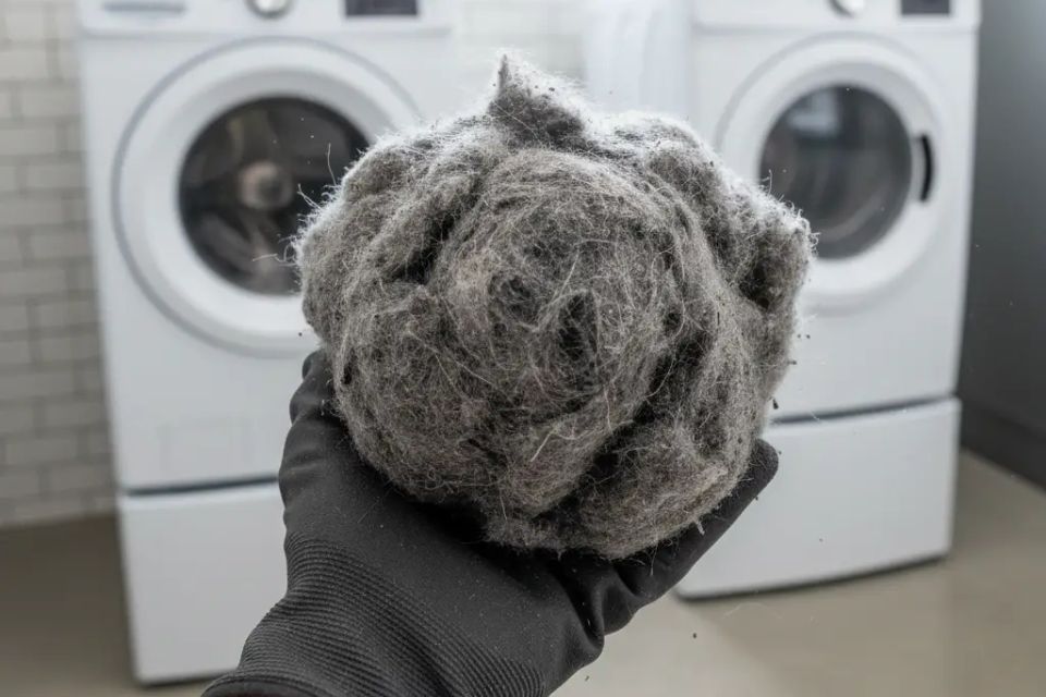Massive lint blockage removal for residential dryer vent cleaning and fire prevention
