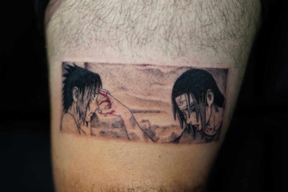 Image of 2 anime people, one is healing the other