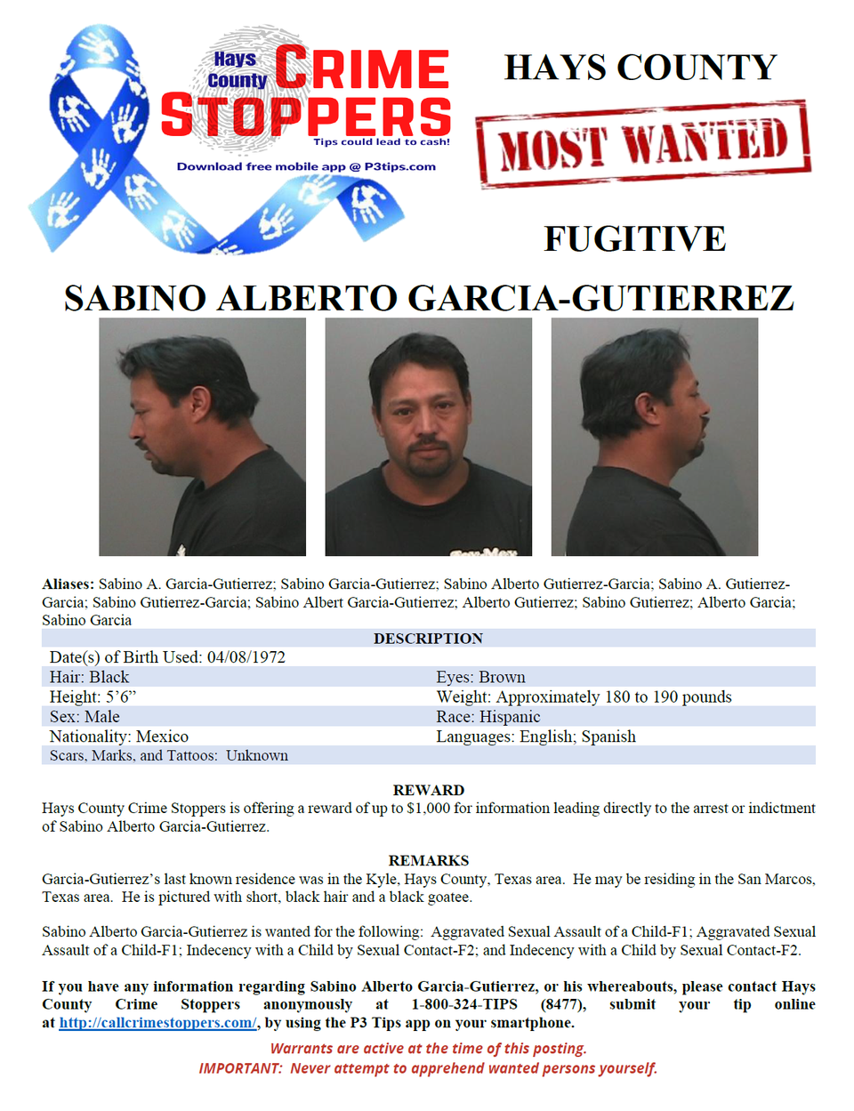 Garcia gutierrez most wanted poster