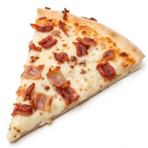 Cheese bacon pizza isolated white background cheesy crispy bacon pizza isolated white background perfect 364248847
