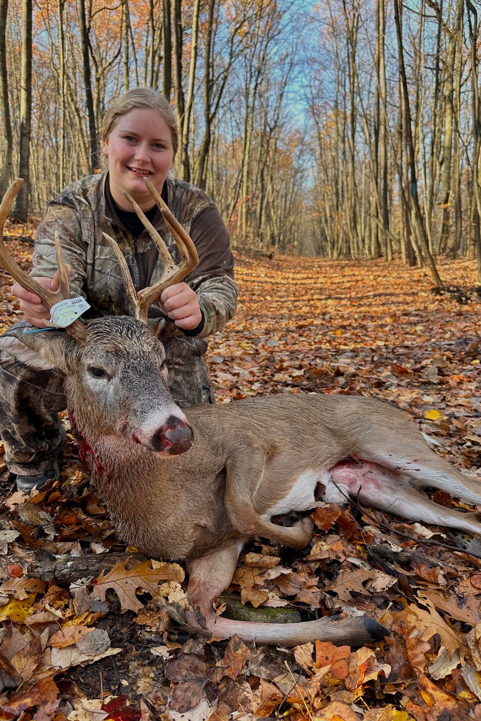 Jayla Treadway got her first deer in the Welsh Mountains, East Earl during archery season. 
