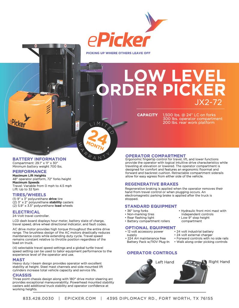 Low level order picker jx2 72 part 11024 1