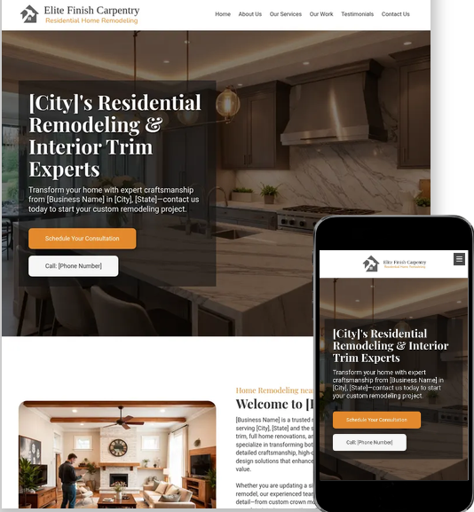 home remodel business website design and SEO