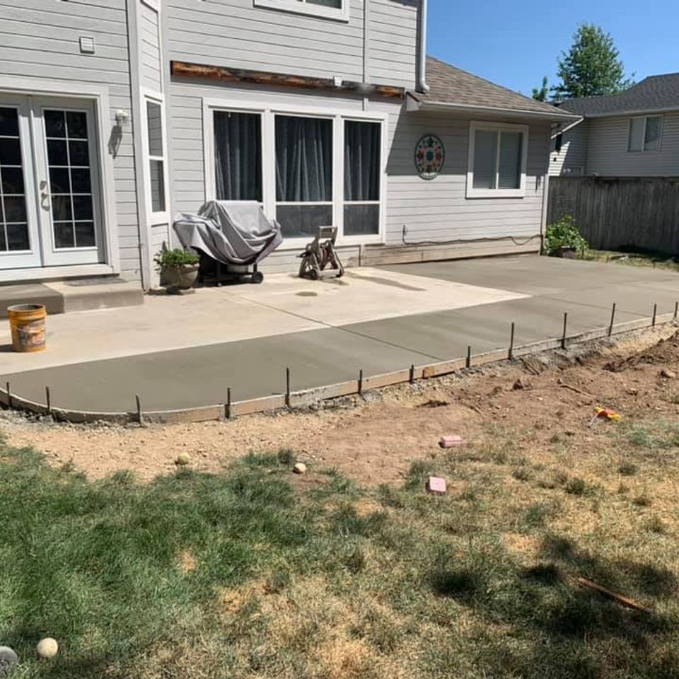 Setting up concrete patio in Boise Idaho