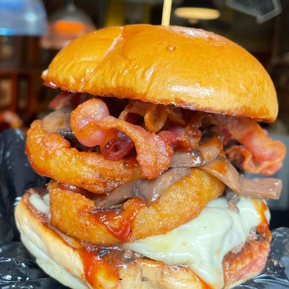 Delicious burger from Inferno The Restaurant in Sound Beach