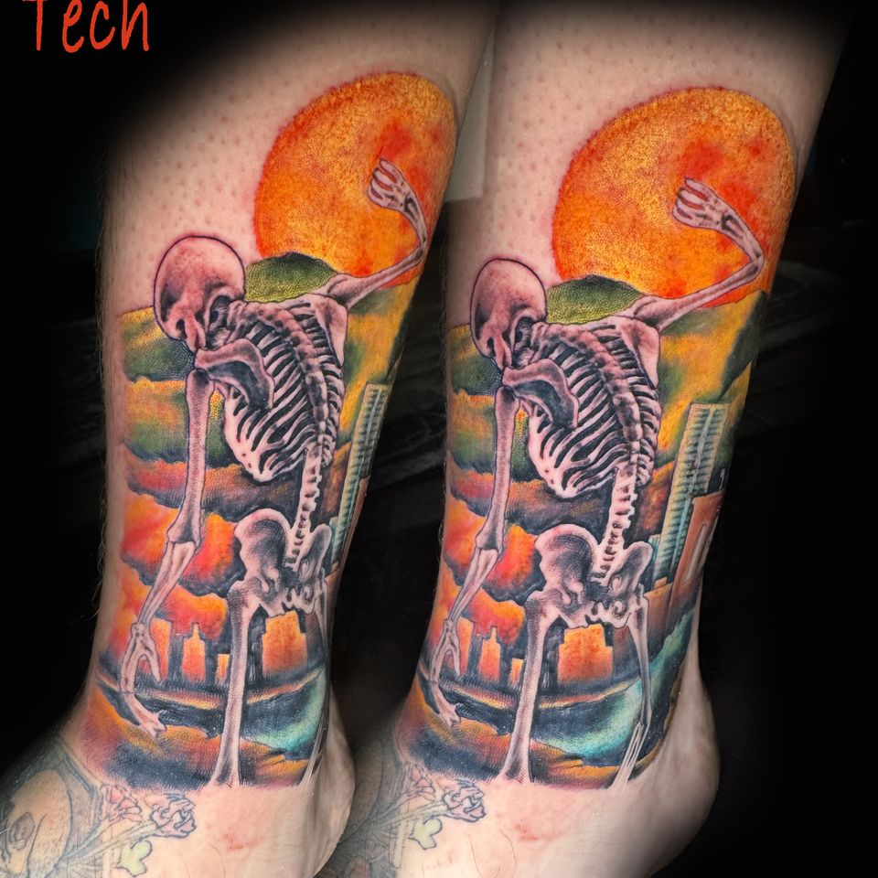Tech skeleton sunset