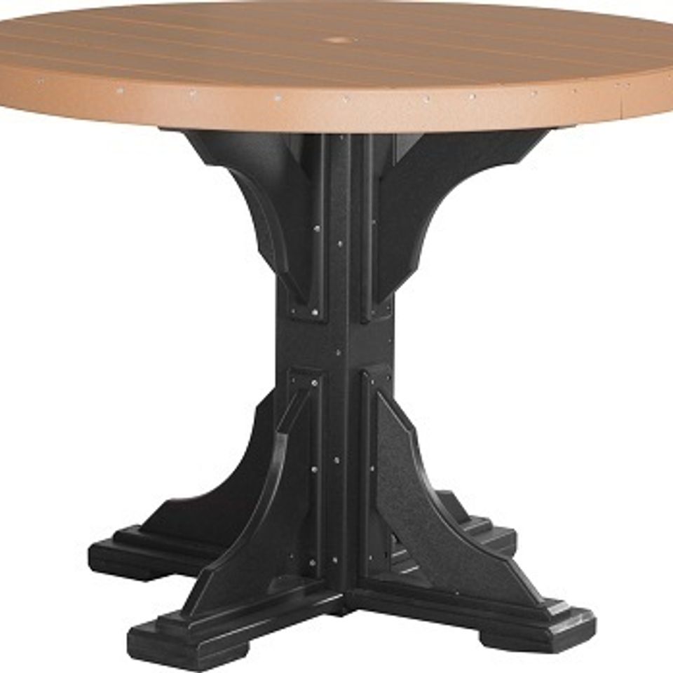 Sunrise poly lawn   hardwood furniture   paden  oklahoma   luxcraft tables   p4rtcb 4 round table cedar   black (counter)20180518 26809 11g0mra
