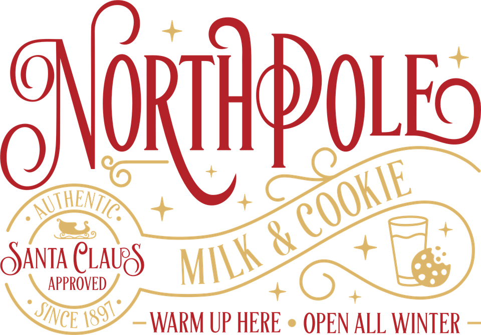 Seasons   christmas north pole milk and cookies red and gold