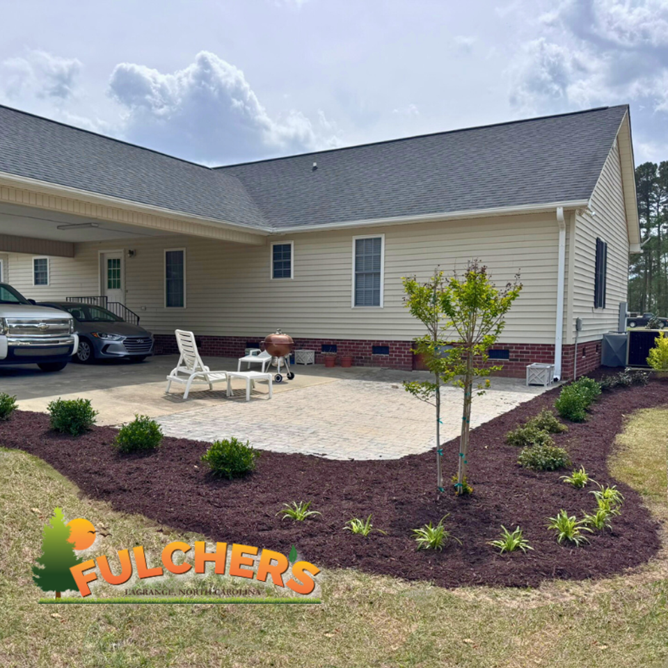 Mulch and patio