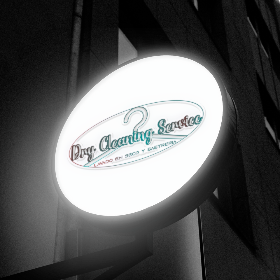 Glowing circular shop sign logo mockup