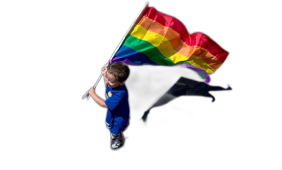 Little boy with lgbtqrz flag   transparent