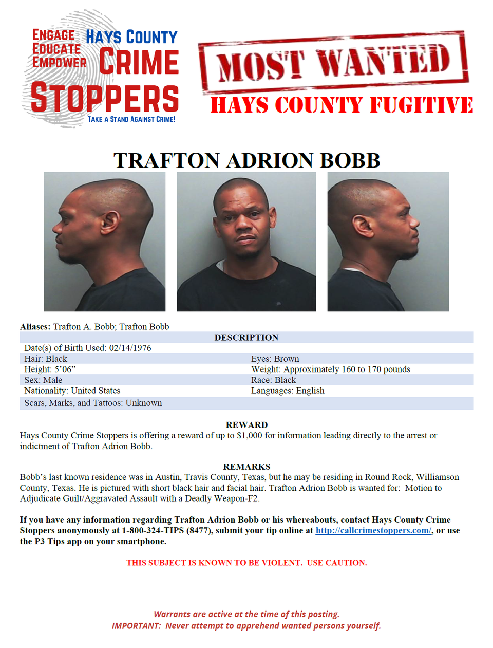 Bobb most wanted poster