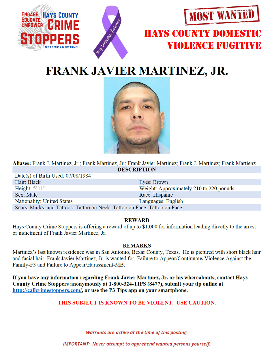 F martinez most wanted poster