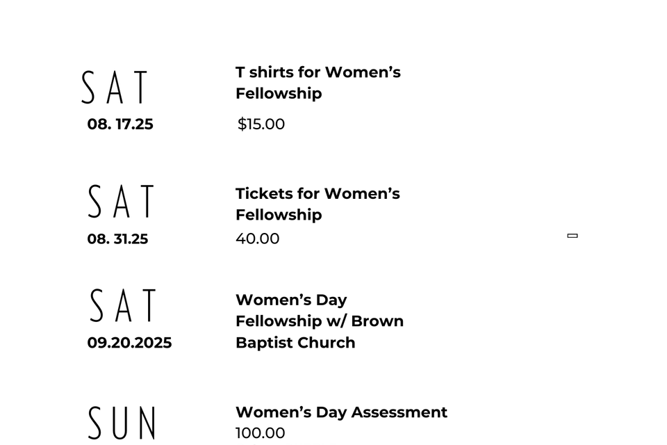 Womens itineary