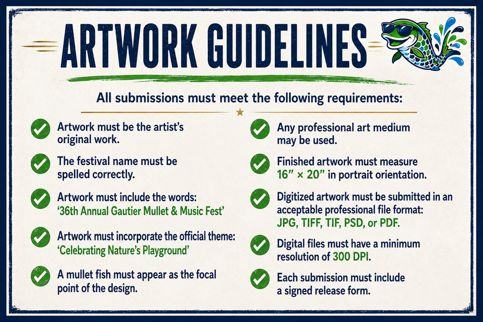 Gautier mullet festival art guidlines