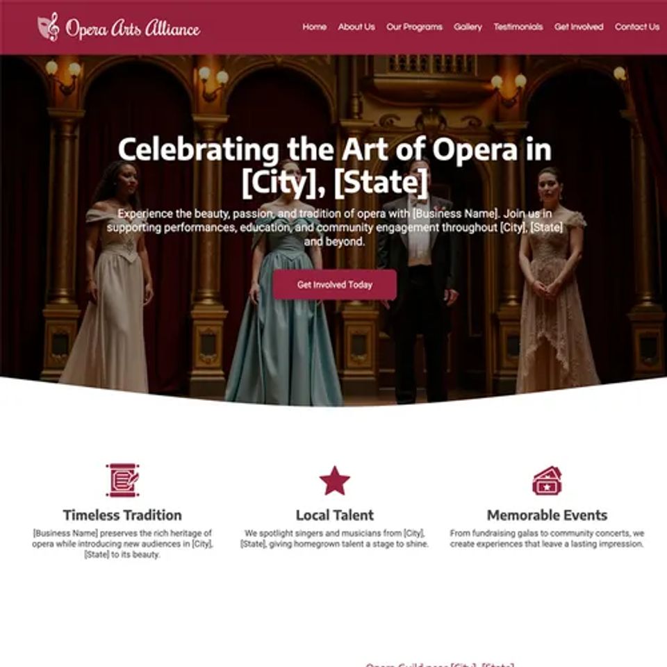 Opera guild website design theme original