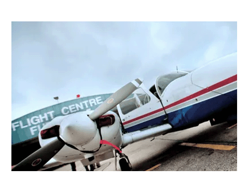 Airplane at flight center