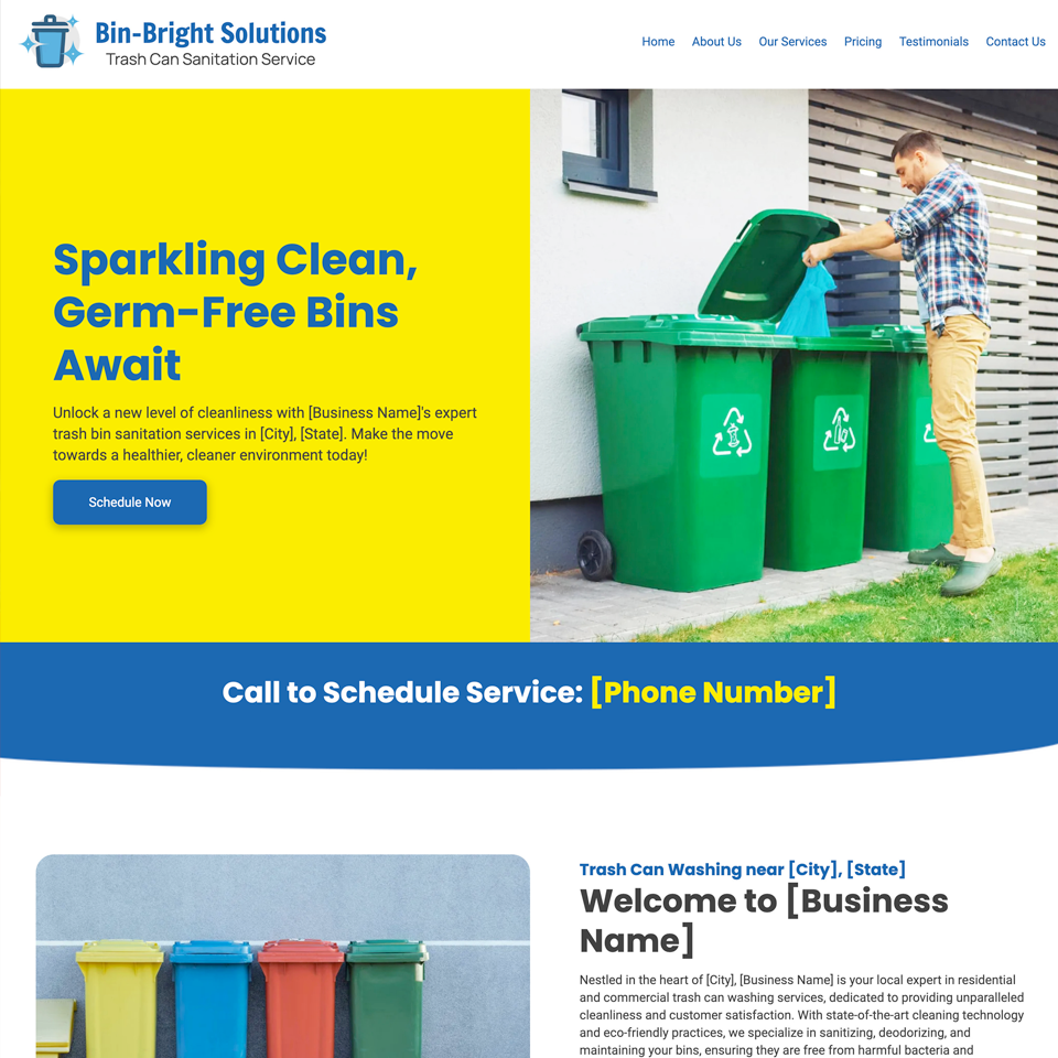 Best trash bin cleaning service website theme