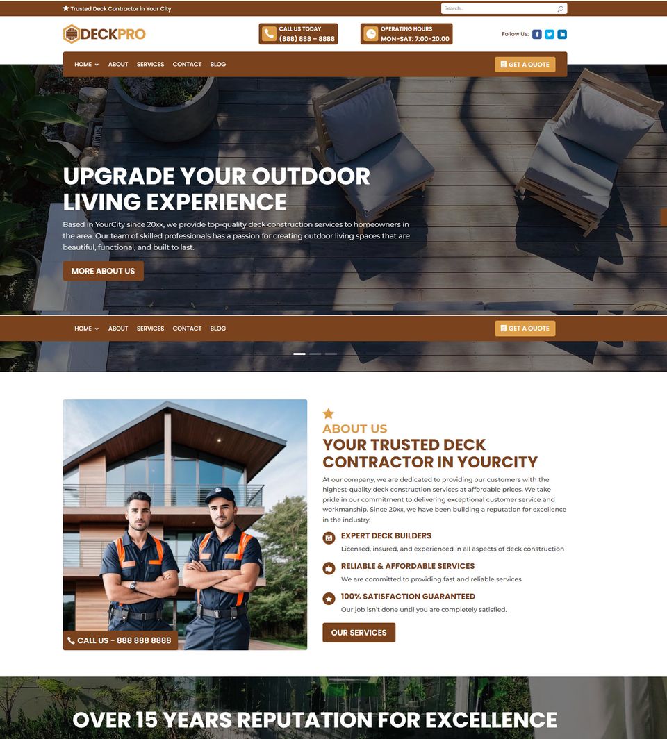 Deck contractor website