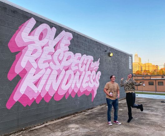 spcl signs, downtown raleigh murals, murals raleigh, spcl murals, raleigh murals, love respect kindness mural raleigh