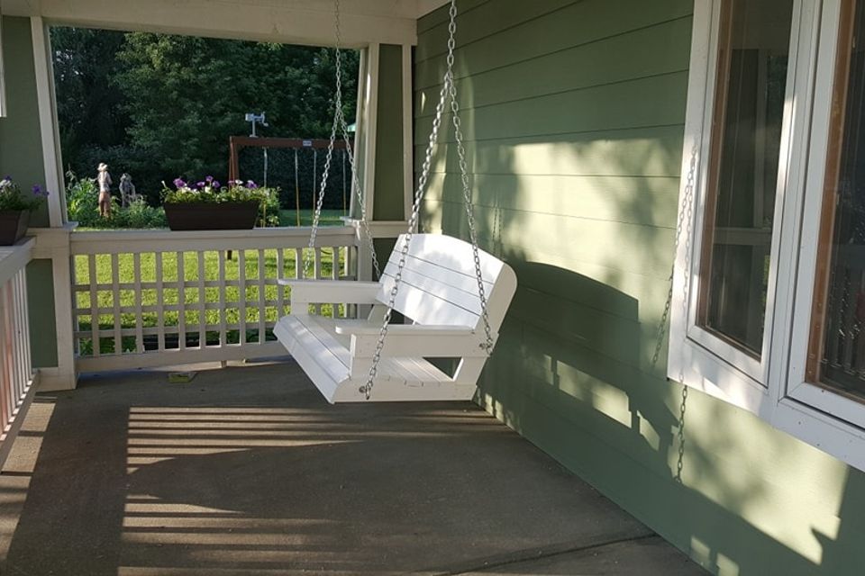 Porch swing built by Johnson Woodworking in Atlanta, IN
