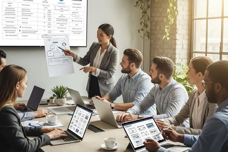 Business professionals collaborating on website platform selection bce478fc d9dc 42b6 93ed 65f9ef77b3a5