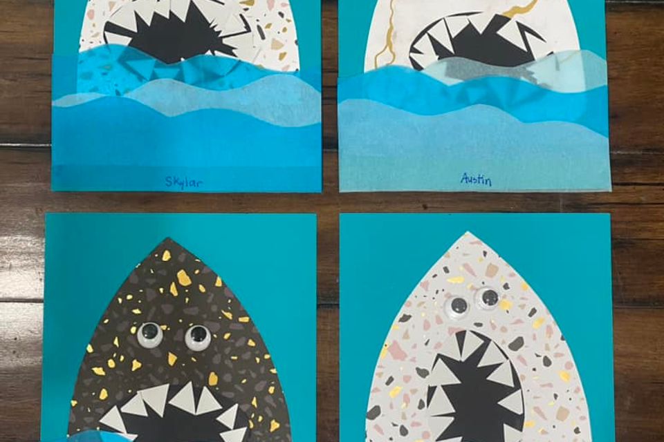 Butterfly meadow facebook class artwork ocean sharks