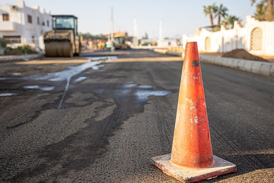Close up orange traffic cone road copy space 169016 10592