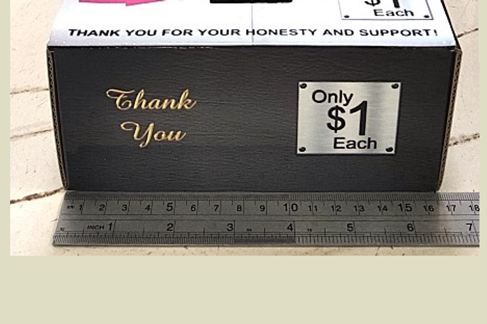 Here are Pen vending honor box measurements. Placed in a small business This is a low-cost vending start-up, offering an easy vending startup