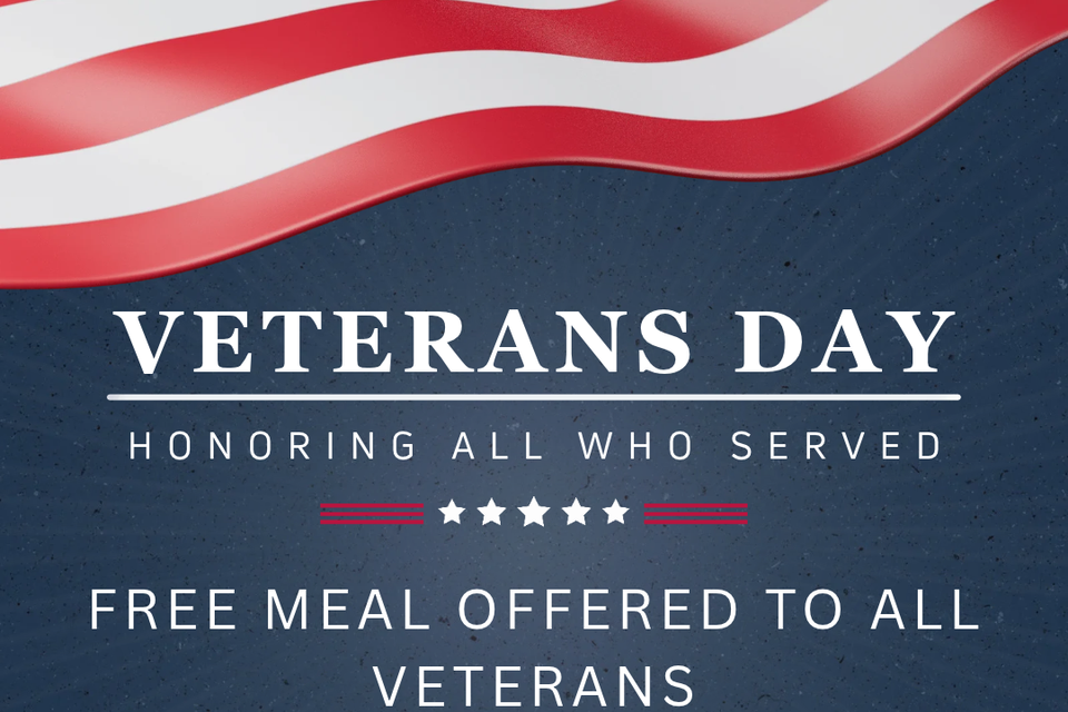 Join us wednesday, november 11th free meal for all veterans