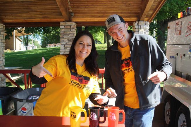 K german day volunteers and cups