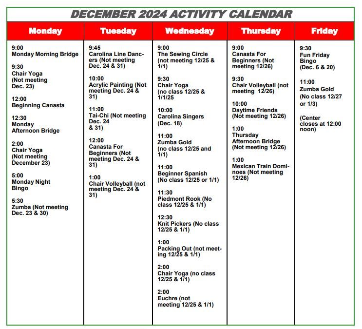 Dec calendar