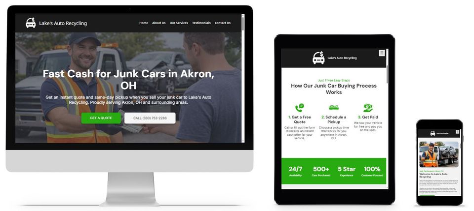 Website design for junk car buyers
