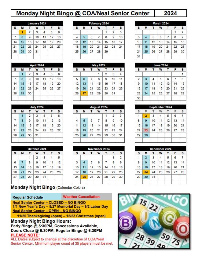 Bingo calendar updated