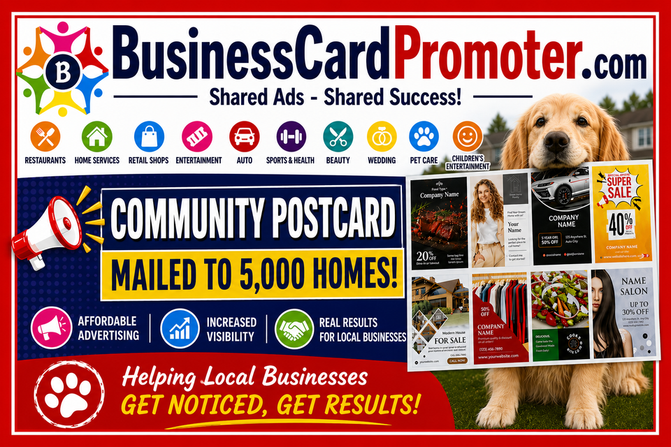 Businesscardpromoter.com 4x6 with red border