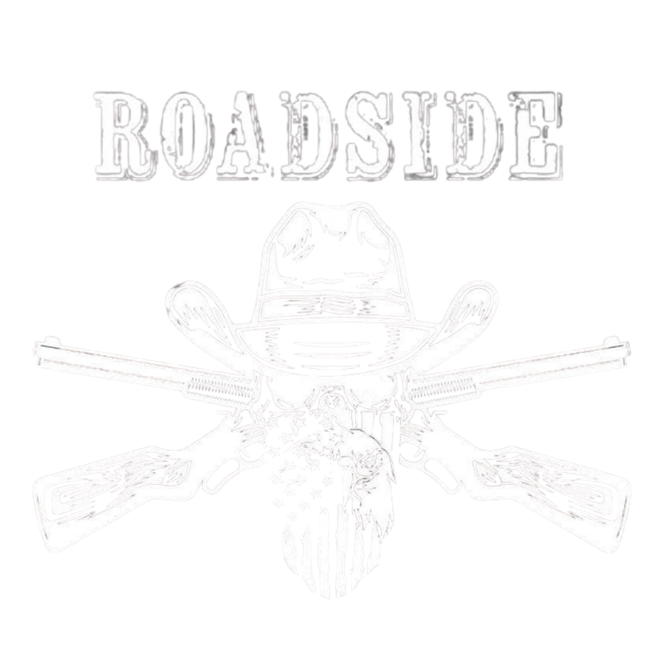 Roadside band logo with cowboy hat crossed rifles and eagle emblem