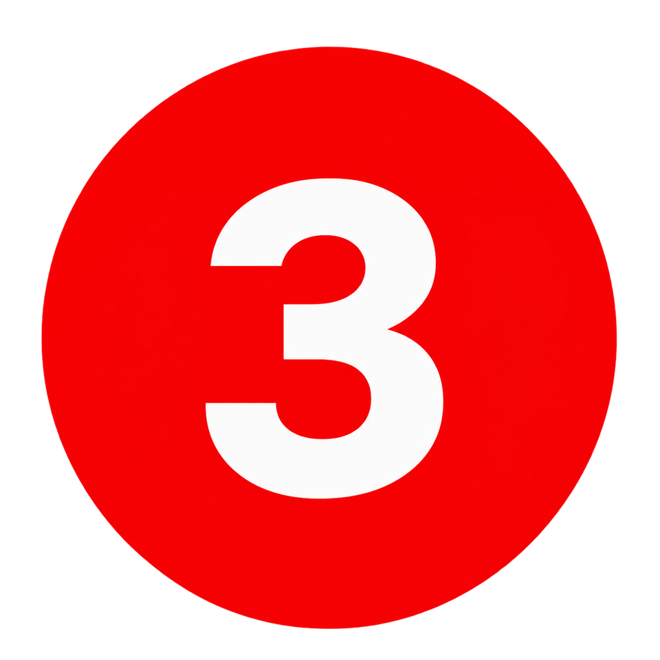 Red circle with white 3
