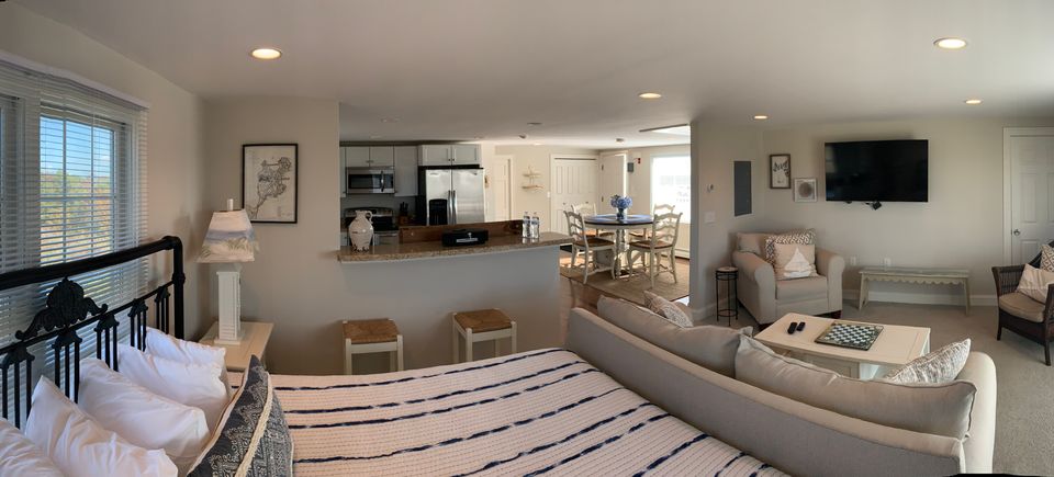 Regatta Suite kitchen dining and living area at Ocean View Motel Cape Cod