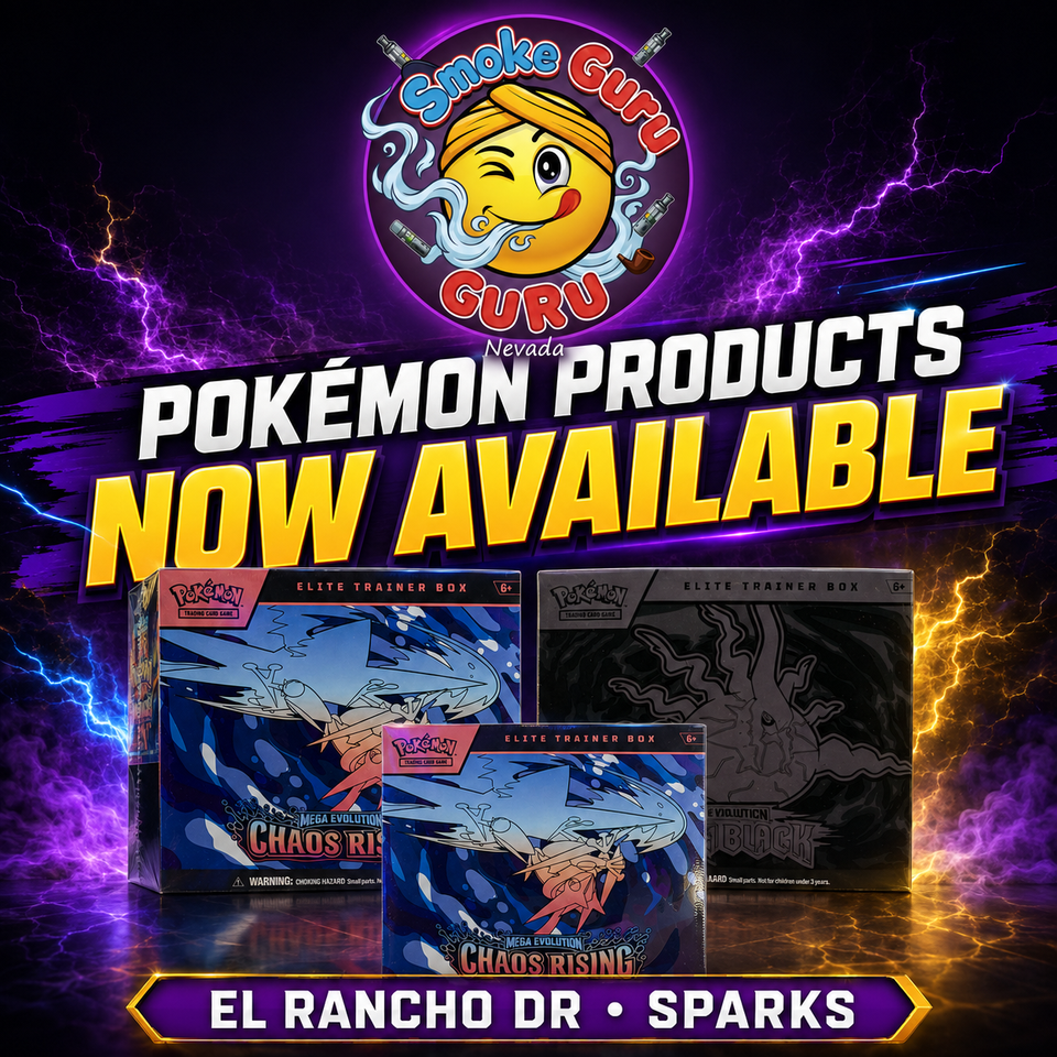 Pokémon tcg mega evolution chaos rising elite trainer boxes available at smoke guru on el rancho drive in sparks  nevada