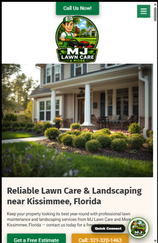 MJ Lawn Care and More mobile website designed by Pixeloft Creative