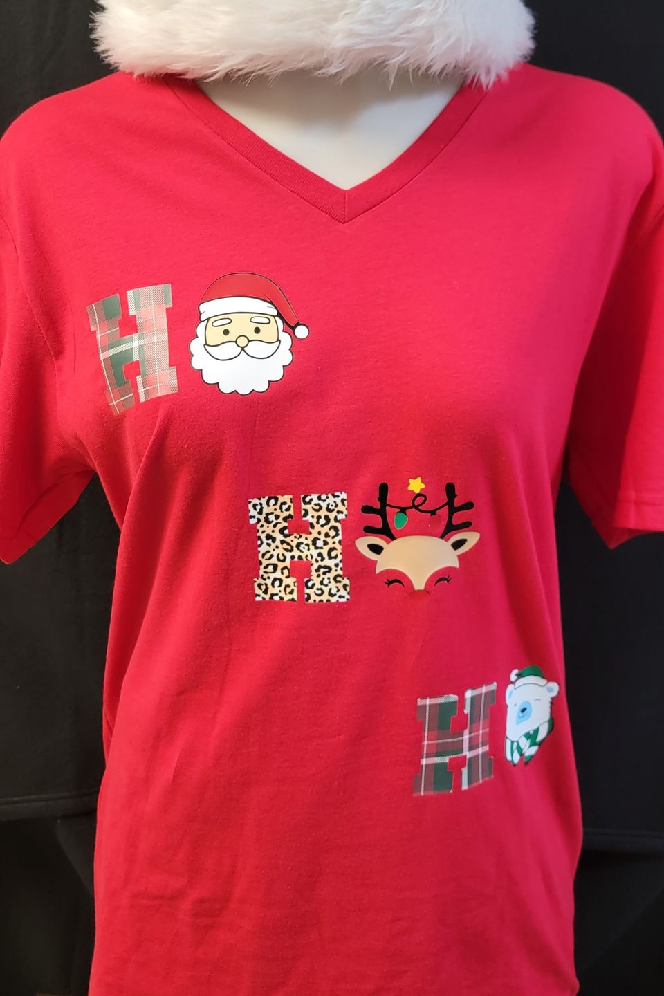 DTF direct to film transfer example - Ho Ho Ho Santa shirt 