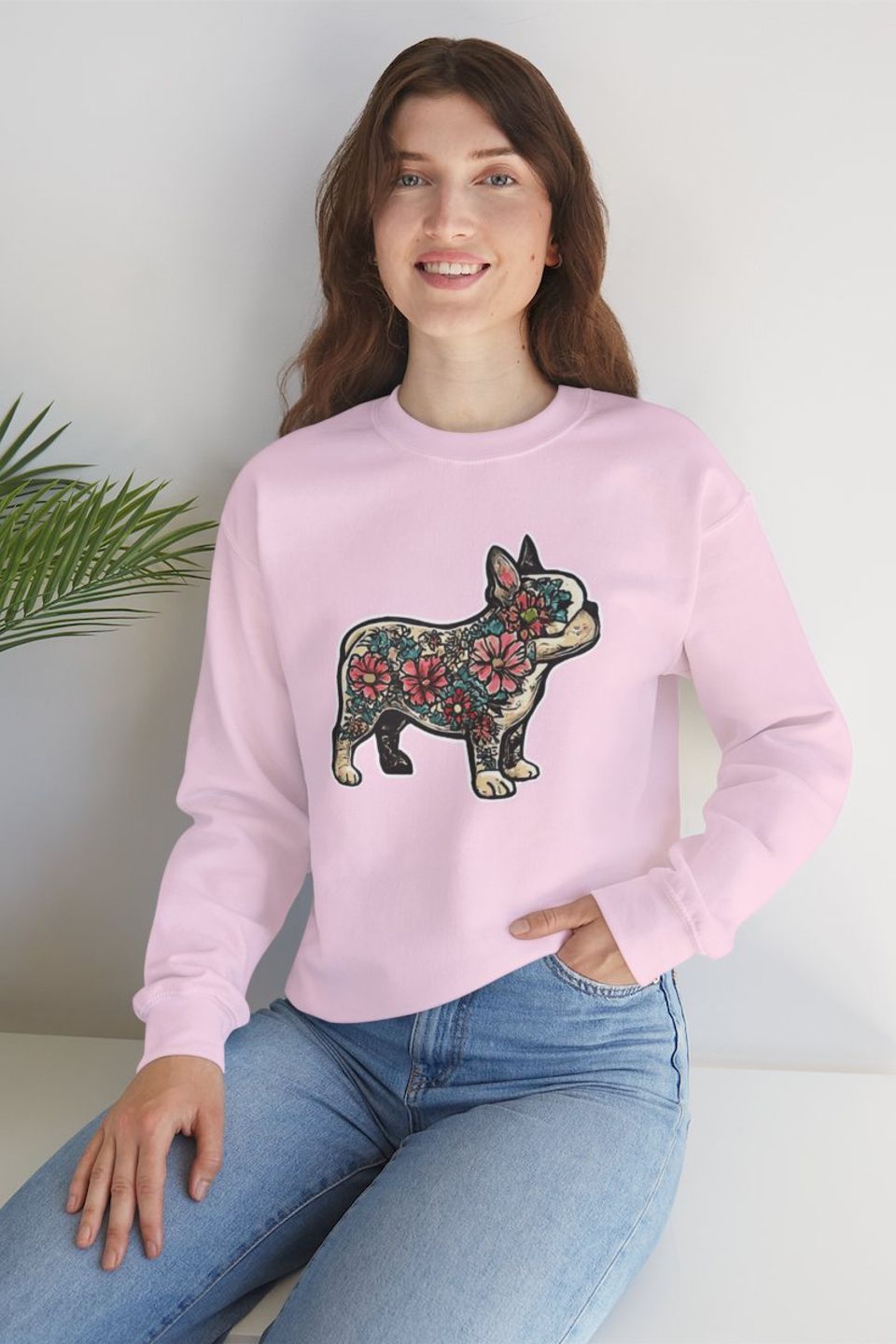 Floral frenchie crewneck sweatshirt