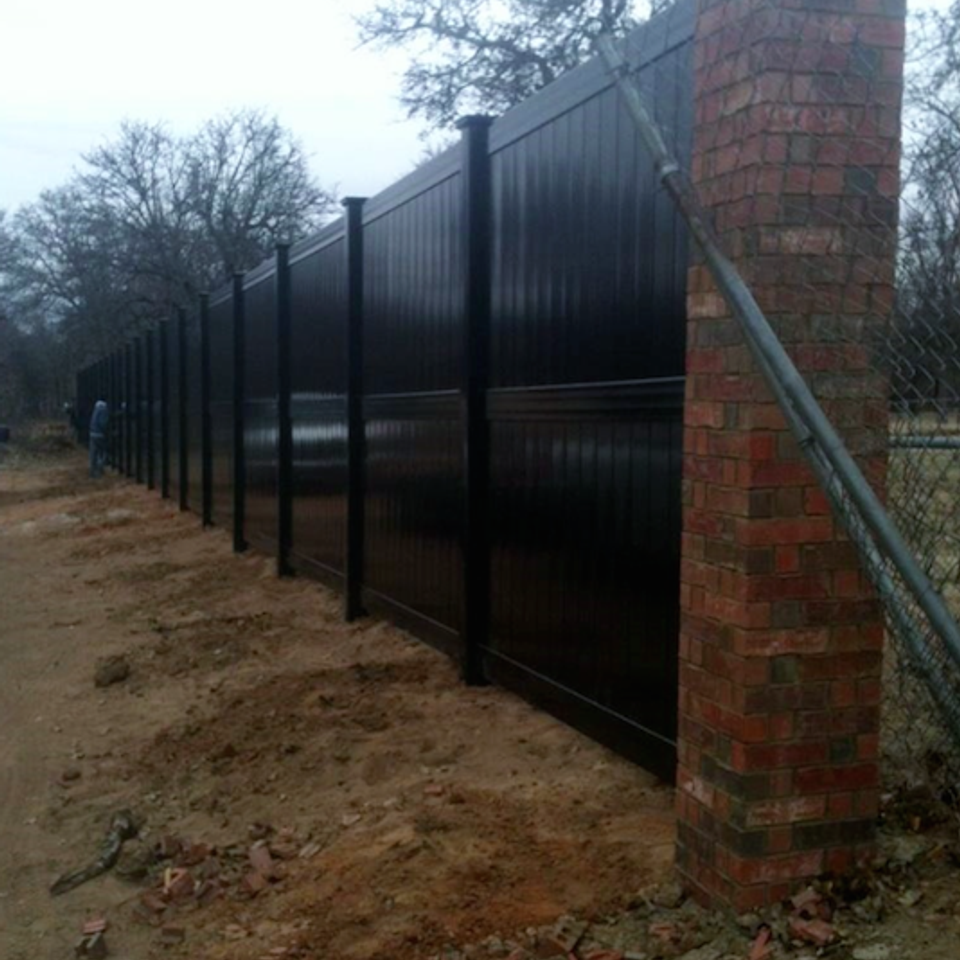 Midland vinyl fence   deck company   tulsa and coweta  oklahoma   vinyl metal wood fence sales and installation   privacy   vinyl black privacy fence  tall  3 rails   220170609 25591 1nfjx6n