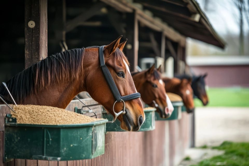 Horses feed