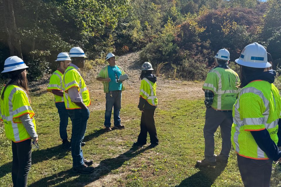 Group looking at vegitation